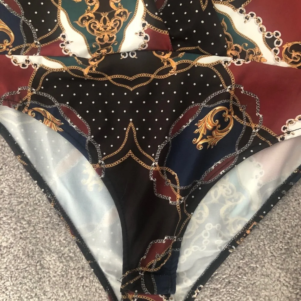 COPY - Zara Jewel Tone and Chain Print Bodysuit size M - Picture 4 of 5